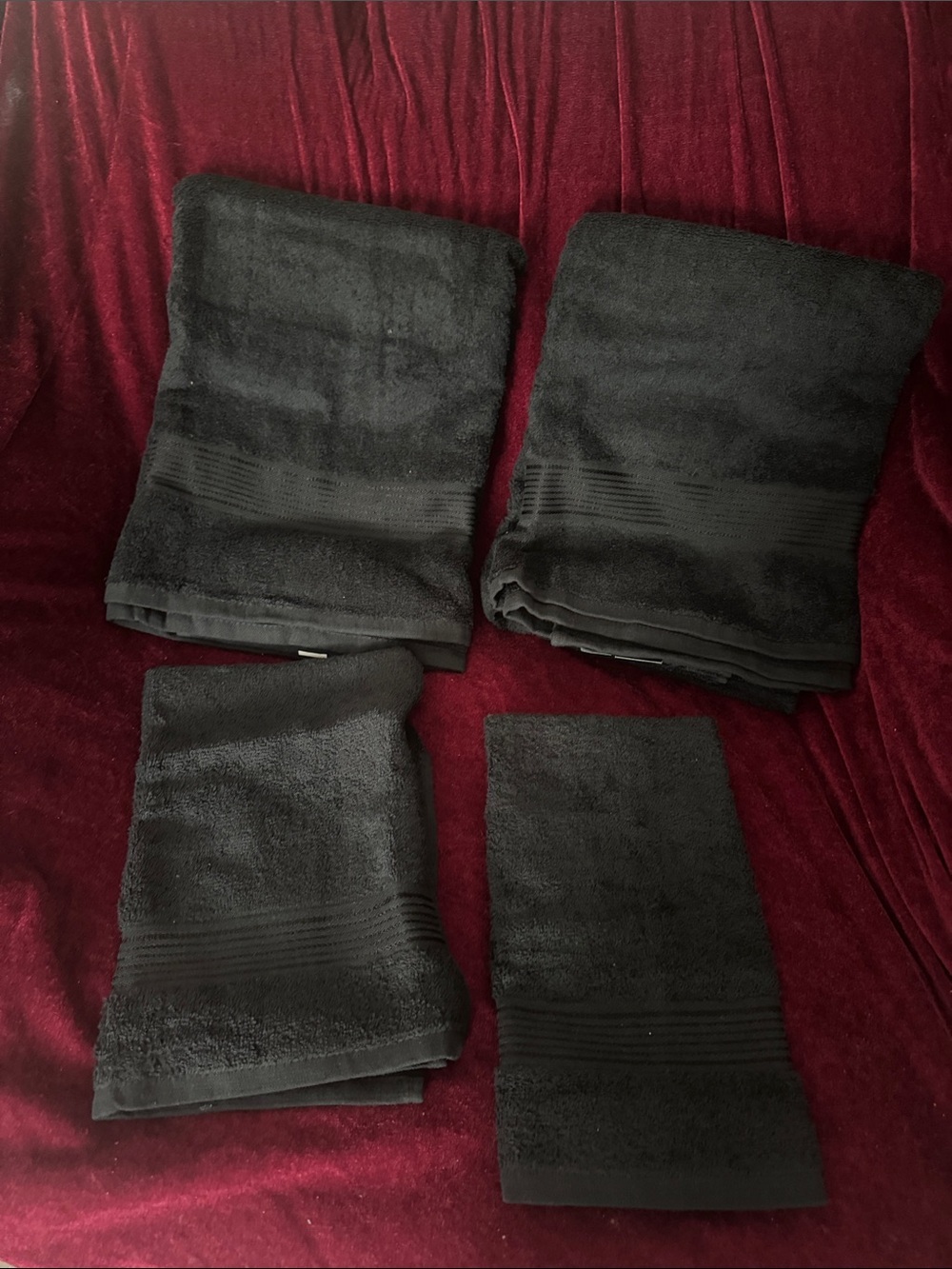 Black Bath Towel Set - Soft Absorbent Cotton